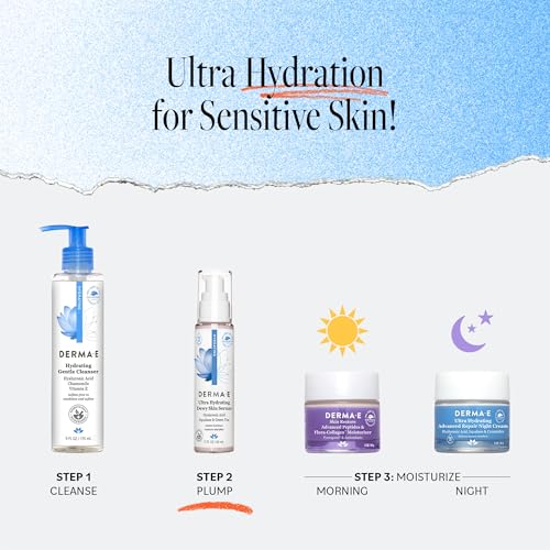 DERMA E Ultra Hydrating Dewy Skin Serum For Face, 2 Fl Oz Facial Treatment 2 Ounce (Pack of 1)