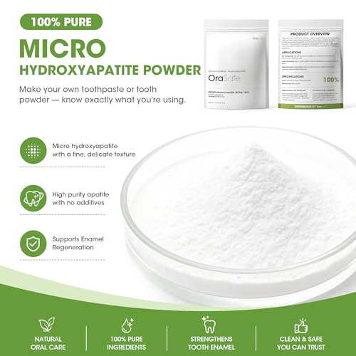 Micro Hydroxyapatite Powder Pure MCHA Calcium Phosphate Ingredient 42.5g (1.5 oz) for DIY Tooth Powder, Oral Care Formulations and Soap Making Fluoride Free