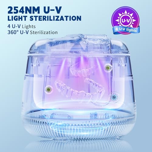 Ultrasonic Retainer Cleaner Machine 48kHz, Cordless Dental Cleaning Pod White