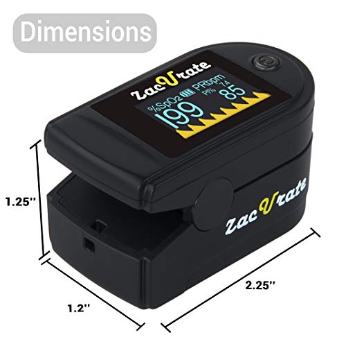 Zacurate 500 Series Fingertip Pulse Oximeter Blood Oxygen Saturation Monitor with Silicon Cover, Batteries and Lanyard (Mystic Black - OLED) Mystic Black - OLED