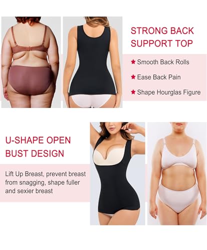 Gotoly Women's Waist Cincher Tummy Control Shapewear Compression Vest Medium Black/Beige 2pcs