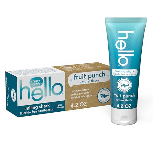 hello Variety (Unicorn, Strawberry, Dragon) Kids Toothpaste Bundle with Smiling Shark Fluoride Free Fruit Punch Toothpaste, 4.2 Ounce