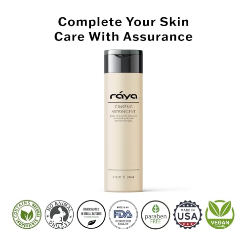 RAYA Ginseng Astringent with AHA 8 oz (G-205) | Gentle Glycolic Facial Toner for Dry and Sensitive Skin | Helps Tighten Pores, Smooth Complexion, and Reduce Fine Lines | Made with Alpha Hydroxy Acids 8 Fl Oz (Pack of 1)