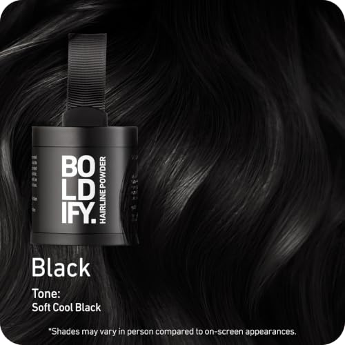 Boldify Hairline Powder, Root Touch Up Hair Color Black 10g 0.35 Ounce (Pack of 1)