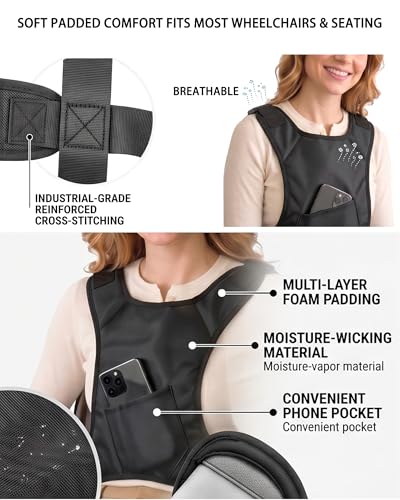 Wheelchair Seatbelt for Seniors Adults(Black, Slant Pocket) One Size Black
