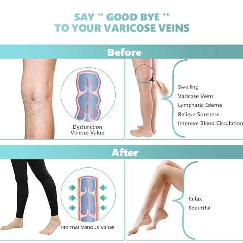 Compression Pantyhose for Women, 20-30 mmHg Medical Compression Stockings Large Black