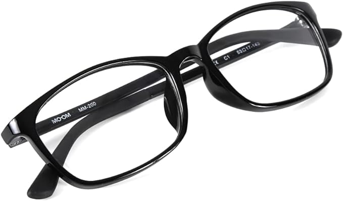 [MOOM] Comfortable and easy-to-use ultra-lightweight square glasses for men, relaxing glasses to wear at home, black color, with original soft case MM-200C1-NS-parent - BeesActive Australia