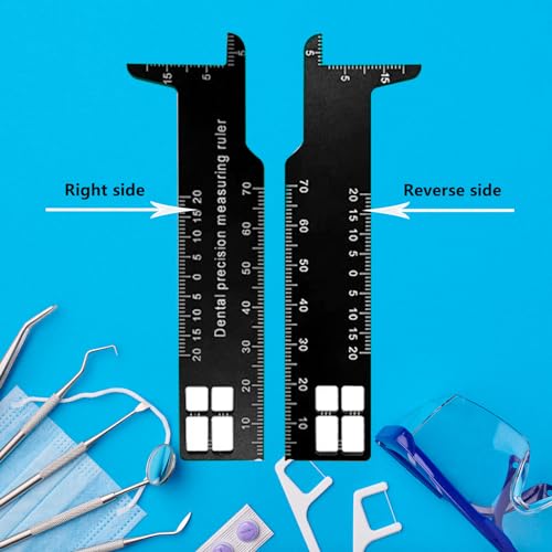 Professional Dental Precision Measuring Ruler, Black Stainless Steel Endodontic Scale Tool Instrument, Small Handheld Metric Scaling Measurements for Accurate Dental Assessment Care