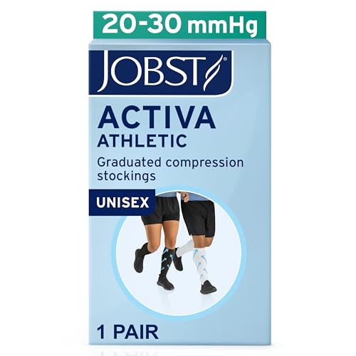 JOBST ACTIVA Athletic 20-30 mmHg Compression Socks Knee High, Closed Toe White Medium