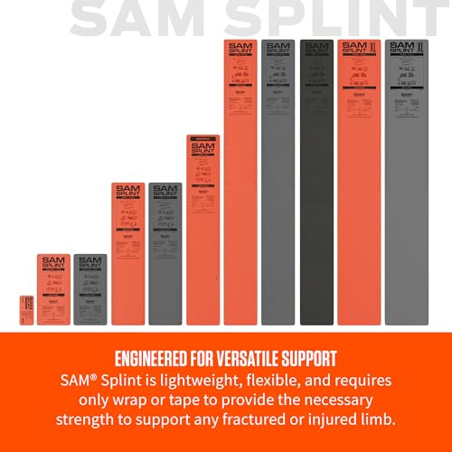 SAM Medical SAM Splint Flat Fold 36" x 4.25" - Moldable Aluminum Foam Splint for Fractures, Sprains & Strains, Charcoal Gray - 1 Count
