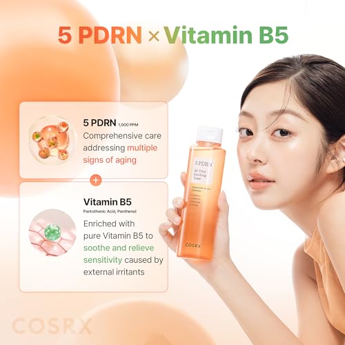 COSRX 5 PDRN B5 Soothing Toner, Instant Calming & Hydrating, 9.46 fl oz
