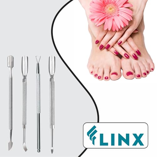 FLINX Metal Cuticle Pusher Tool 4 Pcs Nail Manicure Tools Nail Tᴏols for Manicure & Pedicure, Metal Cuticle Pushers and Scraper, Nails Cuticles Pusher Cuticle Tools for Nails Pusher Set 1