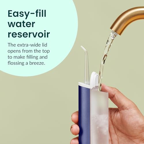 quip Water Flosser - Cordless Water Flosser with Adjustable Pressure - Teeth Cleaner Pick with 360 Degree Rotating Replaceable Tip, Rechargeable Water Dental Pick - Midnight Blue