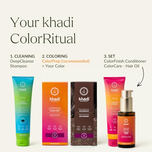 khadi ASH BROWN Plant Hair Color - Natural cosmetics - hair color for matte & medium brown - 100% herbal, natural & vegan - 3.5 oz