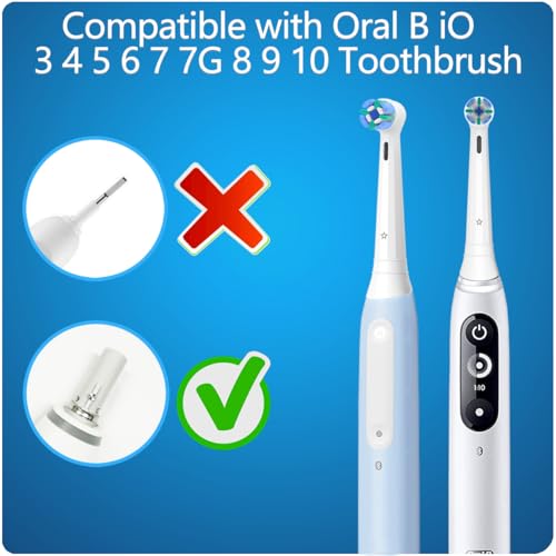 8 Pack Replacement Toothbrush Heads Compatible with Oral B iO, Brush Heads for Oral-B iO 2/3/4/5/6/7/8/9/10/7G Series, with Covers, White White-8 1 Count (Pack of 8)