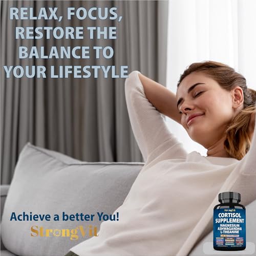 Cortisol Supplements for Women and Men with Magnesium, Ashwagandha 60 Caps 60 Count (Pack of 1)
