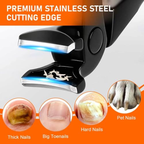 Long Handled Toenail Clippers for Seniors, Heavy Duty Toe Nail Clippers for Thick Nails for Seniors, Large Finger Nail Clippers Adult with Catcher -Black