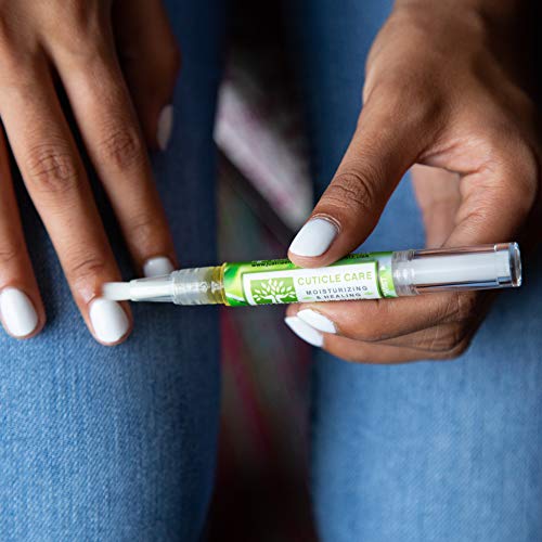 justneem Neem Cuticle Care Pen - Sunflower & Coconut Oil, Vitamin E - Strengthens Nails, Hydrates Cuticles - Double End Tool - 0.07oz