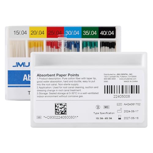 JMU Absorbent Paper Points .04 Taper #15-40 Assorted 100 Pcs/Pack