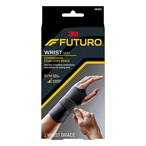 Futuro Compression Stabilizing Wrist Braces for Right and Left Hands, Black, S/M and L/XL Sizes