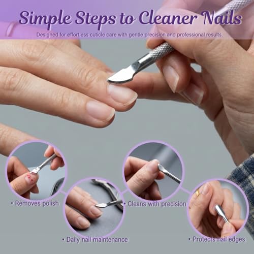 2 Pack Stainless Steel Cuticle Nipper & Pusher, Manicure Pedicure Tool Set