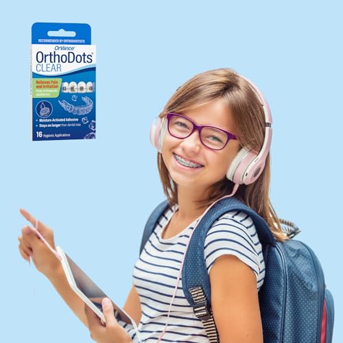 OrthoDots CLEAR – 24-Hour Protection | Sticks Better than Dental Wax | Moisture Activated Braces Wax Alternative for Pain Caused by Braces, Clear Aligner Trays, and Other Orthodontic Appliances 12 Count (Pack of 4)