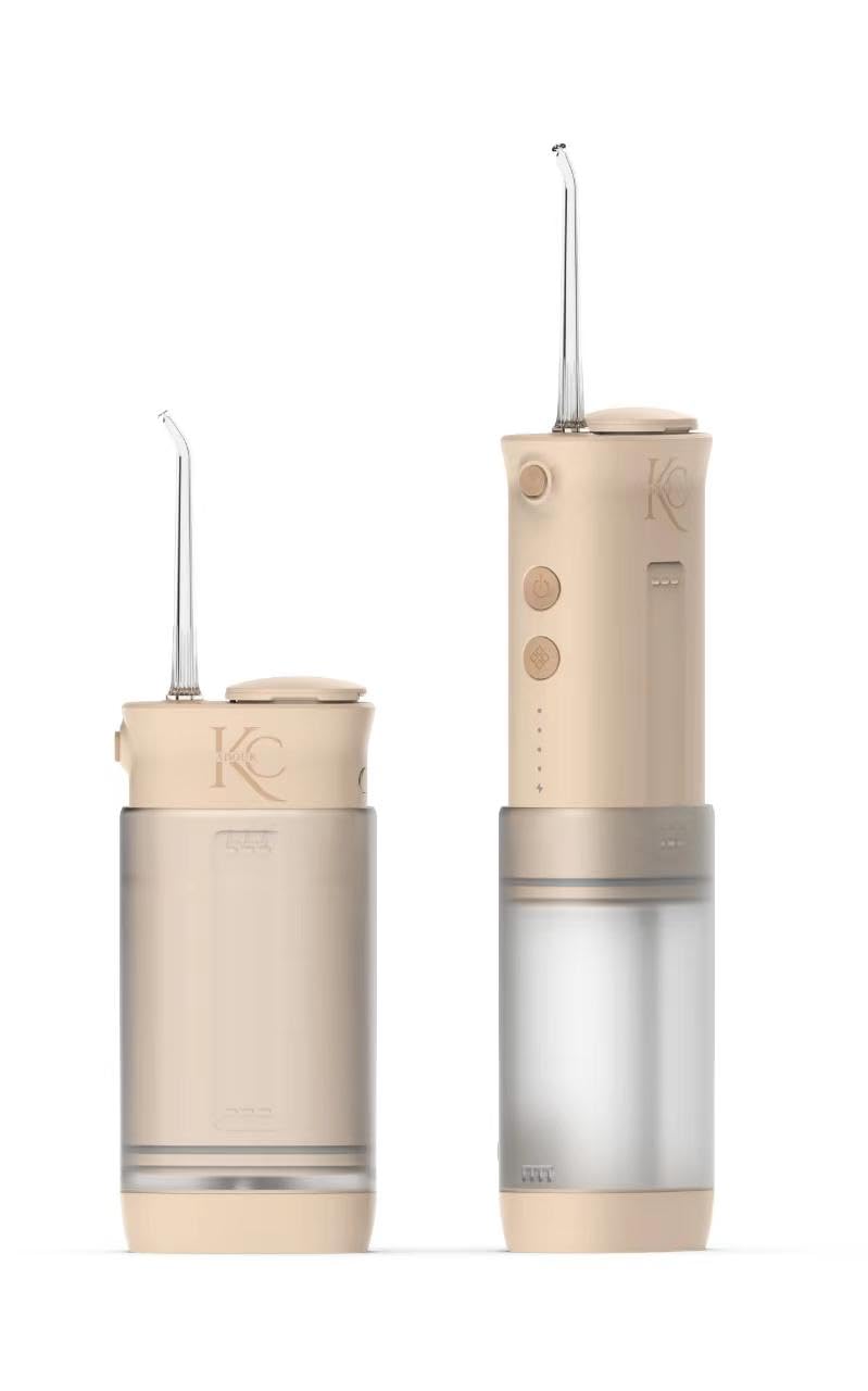 Portable Dental Water Flosser for Teeth, Gums, Braces, Travel-Friendly Oral Irrigator, Dentist Approved -95-Day Charge (Beige) Beige