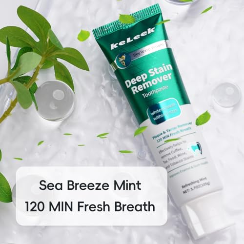 3PCS Whitening Toothpaste(3.7oz) - Deep Stain Removal,Long-Lasting Freshness for Sensitive Gum & Teeth,Bad Breath, Cavity Prevention -Sea Breeze Mint Refreshing Mint 1.23 Ounce (Pack of 3)