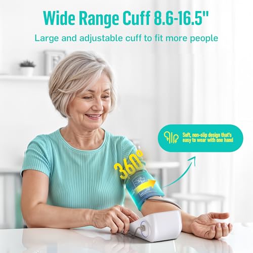 Runstar Upper Arm Blood Pressure Monitor with Wide Range Cuff (8.6'' -16.5'') for Home Use FSA&HSA Eligible, Automatic Digital BP Machine with Storage Bag, 2x99 Reading Memory Black