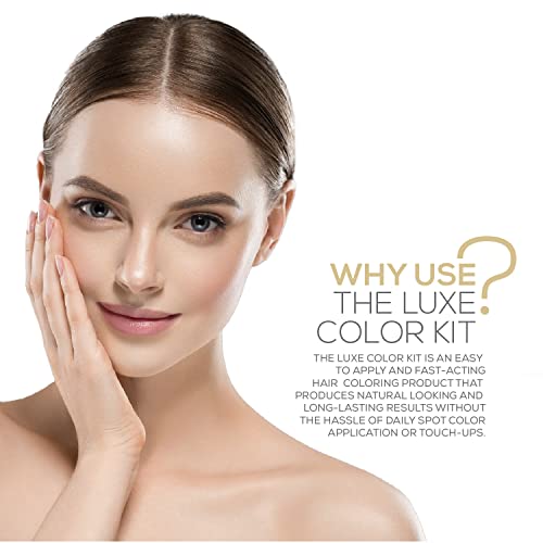 Parallel Products - Luxe Color (Medium Brown) - Cream Hair Dye - 25mL - Tint for Professional Spot Coloring - With Cream Developer, Mixing Dish and Application Brush - Covers Grey Hair - Root Touch Up Medium Brown