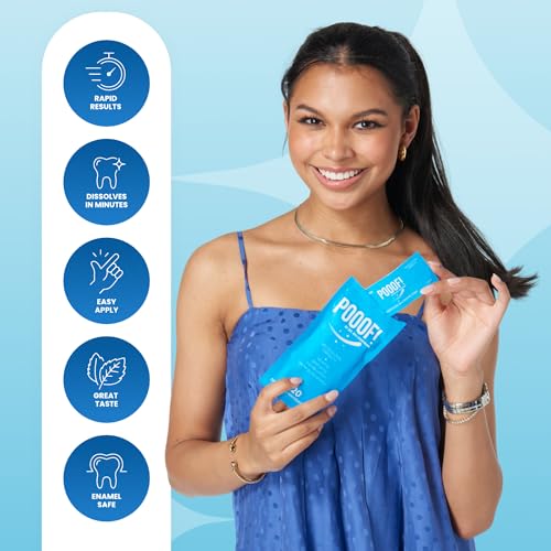 POOOF! Dissolving Teeth Whitening Strips by Dr. Bill Dorfman,12% Hydrogen Peroxide Professional White Strips, Enamel-Safe, Zero Sensitivity Formula, Dentist-Developed Mint Whitener | 10-Day, 20 Strips