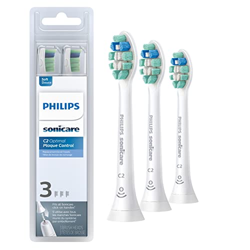 Philips Sonicare Genuine W DiamondClean Toothbrush Heads, 3 Brush Heads, Black, HX6063/95 & Genuine C2 Optimal Plaque Control Toothbrush Heads, 3 Brush Heads, White, HX9023/65