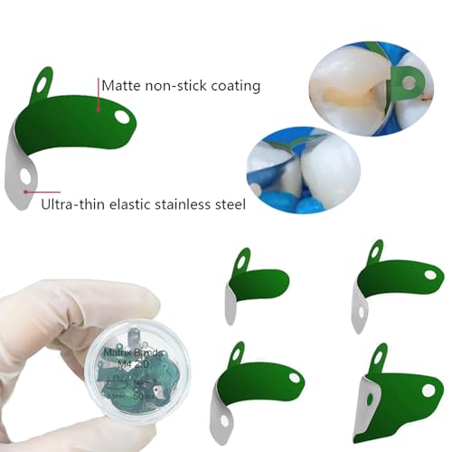 100Pcs Dental Matrix Bands with Non Stick Coated,Dental Metal Sectional Contoured Orthodontic Molar Bands for Tooth Repair, Protect Adjacent (100Pcs 4.5mm) 100Pcs 4.5mm