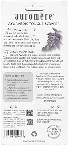 Auromere Stainless Steel Tongue Scraper, Cleaner for Bad Breath - 6 Pack