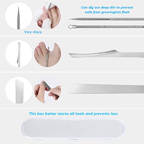 7-Pack Ingrown Toenail Tool Kit - File, Lifters, Surgical Safe Pedicure Tools for Nail Treatment & Pain Relief 7-Pack