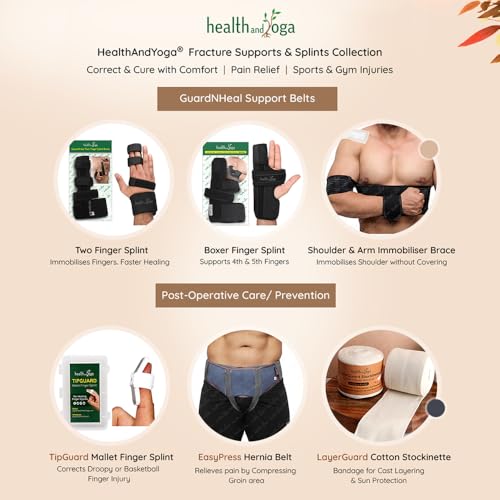 HealthAndYoga™ GuardNHeal Ulnar Gutter Boxer Splint – Must Use for Pinky Finger Splint, Boxer’s Fracture, Ulnar Gutter Wrist Brace, Metacarpal finger splint, Dupuytren's contracture - for Left or Right Hand (Medium) Medium (Pack of 1)
