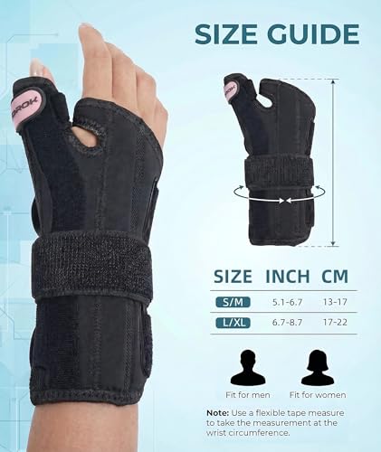 Adjustable Thumb Spica Splint Wrist Brace, Universal for Left/Right Hand, Day & Night Support, Relieves De Quervain's Tenosynovitis/Carpal Tunnel/Tendonitis/Arthritis, Unisex (Left Hand-Pink, Small/Medium) Left Hand-Pink