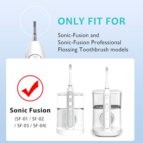 Replacement Brush Heads for Waterpick Sonic Fusion 2.0 Flossing Toothbrush with Cover, Compact, 5 Count White, Soft Bristles, Compact Size A-white 5 Count (Pack of 1)