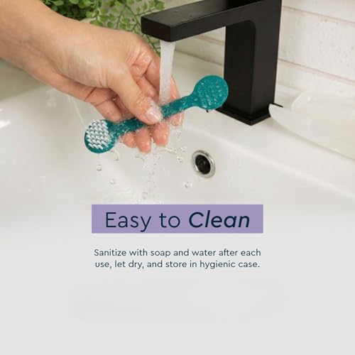 RADIUS Tongue Cleaner - Professional 2-in-1 Tongue Scraper and Brush for Fresh Breath - BPA-Free and Non-Toxic Oral Care - 3 CT - Yellow, Midnight Blue, Fuchsia Fuchsia, Midnight Blue & Yellow