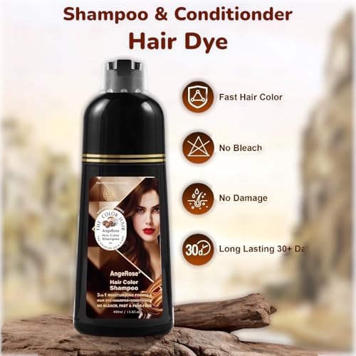 Hair Dye Shampoo 3 in 1, Instant Herb Ingrident Hair Dye to Cover Gray Hair, Long-lasting & Natual, Natural Black, 400 ML Nature Black 13.6 Fl Oz (Pack of 1)