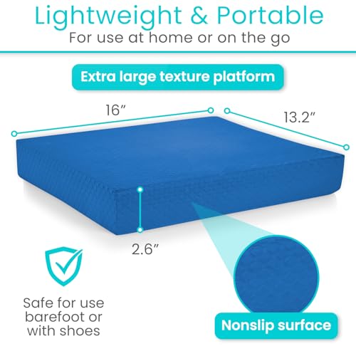 Vive Balance Pad - Foam Large Yoga Mat Trainer for Physical Therapy, Stability Workout, Knee and Ankle Exercise, Strength Training, Rehab - Chair Cushion for Adults, Kids, and Travel Champion Blue