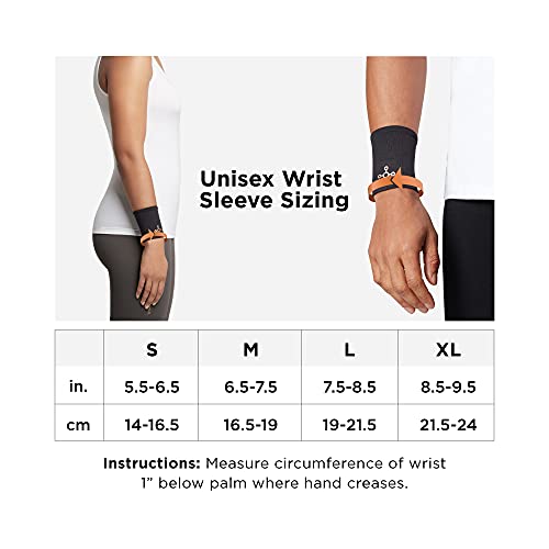 Tommie Copper Core Compression Wrist Sleeve, Unisex, Men & Women, Sweat Wicking Breathable Wrist Sleeve for Muscle, Tendon & Joint Support - Black - Large