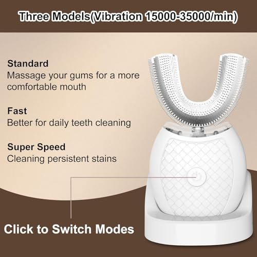 Electric U-Shaped Ultrasonic Toothbrush for Adults, Automatic Toothbrush White