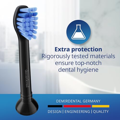 Toothbrush Heads mini Medium Compatible with Philips Sonicare Toothbrush Heads - Small Medium Replacement Heads - Daily Precision Brush Heads - Black - Replaces HX6028-8 Pack