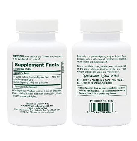 Natures Plus Ultra Bromelain - 1500 mg, 60 Vegetarian Tablets - Highest Potency & Quality Bromelain Supplement -Gluten-Free - 60 Servings 1 - BeesActive Australia