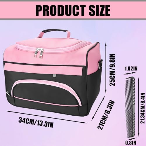 Large Capacity Hairdresser Bag Barber Carrying Case with Handle and Shoulder Strap, Beauty Salon Tool Kits Storage Travel Barber Case Holds Various Hair Cutting Tools Haircutting Bag