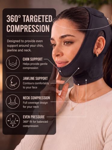 Shape Concept 301 Chin Strap Support Band Neck Face High Compression Medium (Pack of 1) Black