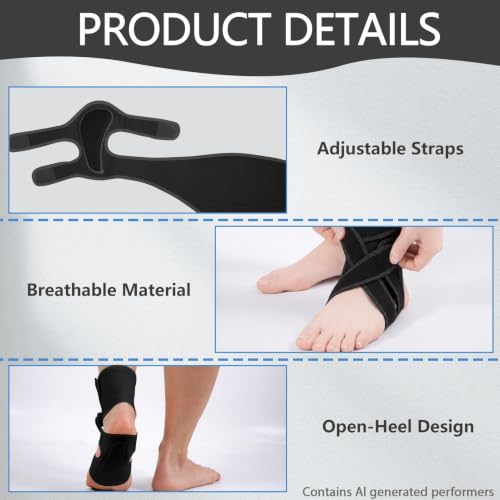 Adjustable Drop Foot Brace for Walking Provide Support(Black Left)