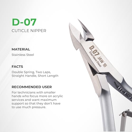 NGHIA Cuticle Nipper - D-07 JAW 16 | Stainless Steel | Durable and Sharp | Ergonomic Design | Grey Plated | Ideal for Salons and Home Use Jaw 16 (6.5 - 7.5 mm)