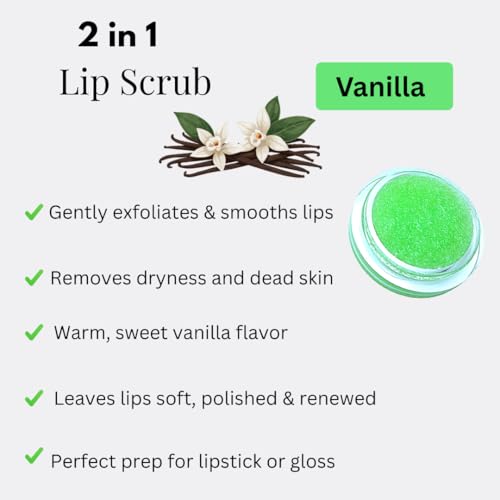 JLipShine 2 in 1 Lip Moisturizer and Lip Scrub, Exfoliating and Hydrating Formula,Smooth. Nourish. Shine. 5g x 2, 0.176 oz (Vanilla,flavor) Vanilla